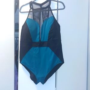 Black and teal swimsuit